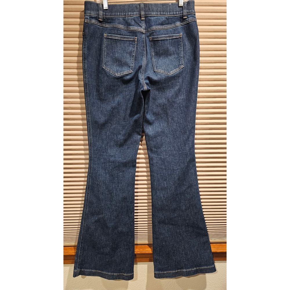 Spanx Flare Jeans Dark Wash Pull On High Rise Stretch Denim Large BXSOSJ4VP - Picture 3 of 7